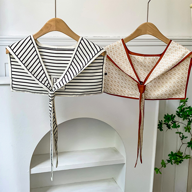 Chal de habitación con aire acondicionado, nueva decoración de cuello falso, bufanda anudada con protector de cuello, chal de seda, chaleco pequeño