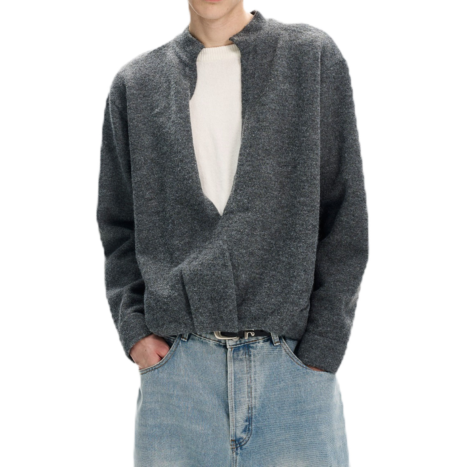 Explosiones transfronterizas de tamaño grande falso de tamaño europeo dos piezas de camisetas de punto de cuello en V suéter hombre viejo viento de invierno y otoño fábrica al por mayor