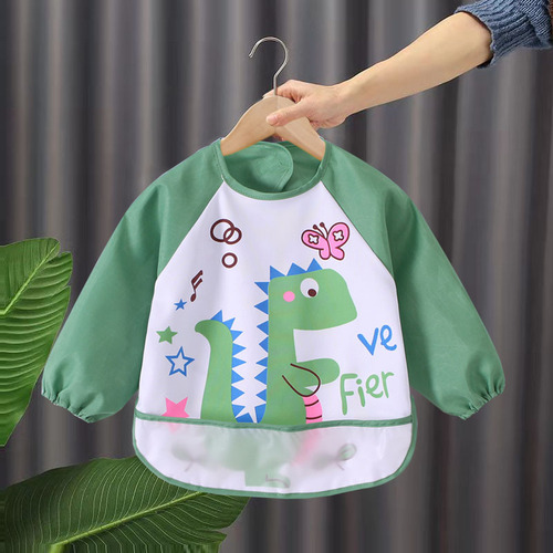 Children's reverse clothing, long-sleeved waterproof eating clothes with rice pockets, children's painting aprons, men's and women's baby coveralls wholesale