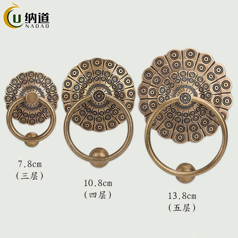 Chinese antique brass door handle solid door knocker old-fashioned door knocker ancient villa antique bronze door handle