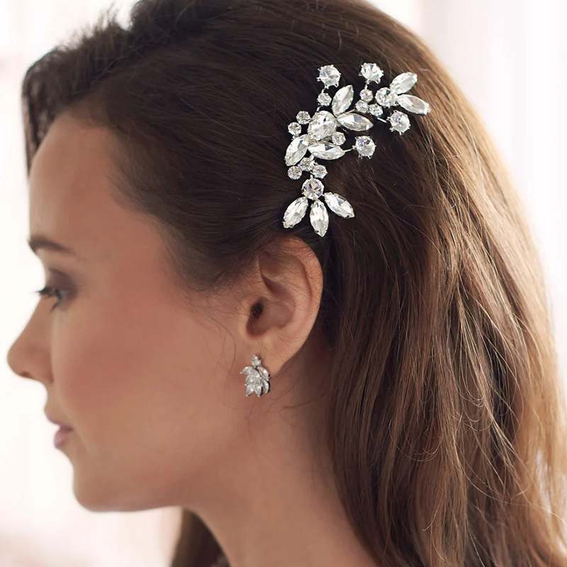 Fashionable light luxury handmade crystal hair comb wedding accessories versatile temperament updo bride hair accessories