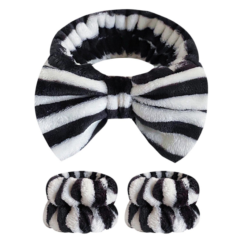 Europa y América transfronteriza leopardo punto arco banda correa para la muñeca traje de las mujeres de lavado de cara diadema franela absorbente correa para la muñeca
