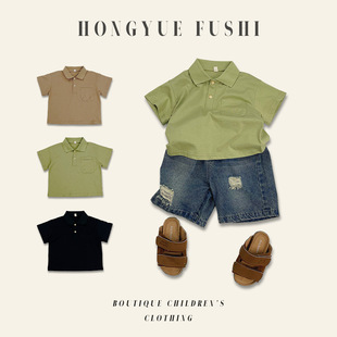 Boys' Polo Shirt Summer Short-Sleeve T-Shirt Children's Casual Pure Cotton Turn-Down Collar Comfortable Shirt Trendy Korean Version