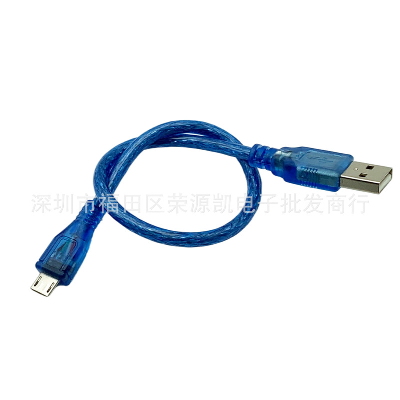 Factory wholesale USB to micro line transparent blue Android mobile phone data line micro data line V8 line