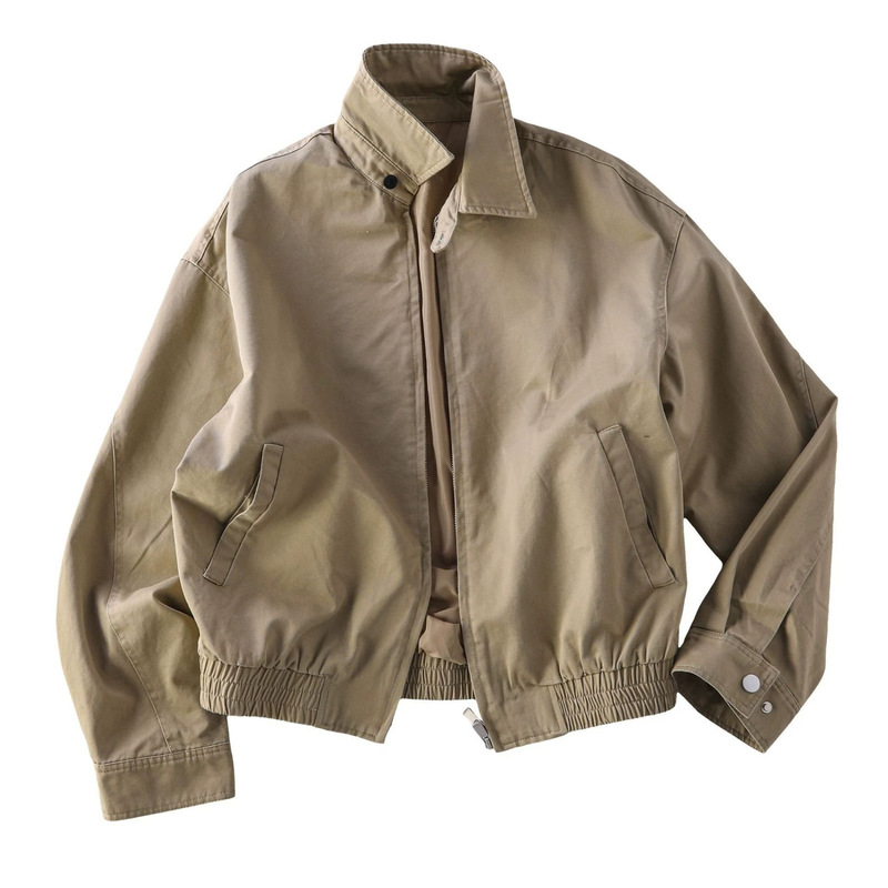 Focusstorm Old Money Style Pleated Lapel Detroit Jacket Spring and Autumn Cleanfit Retro Workwear Jacket