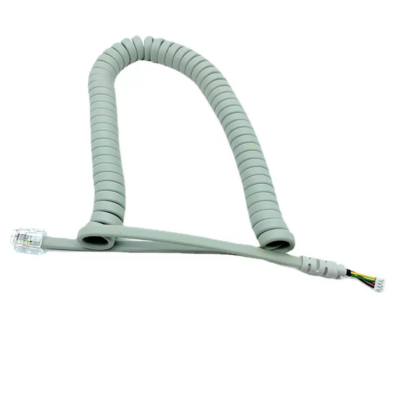 新款RJ11 4P4C水晶头对4PIN白色座子 白色电话弹簧线 医院测试线