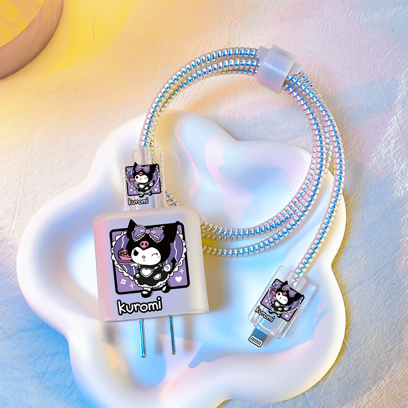 Tipo helado adecuado para Apple 20W cubierta protectora del cargador 18W cubierta de carga rápida cargador suave línea de clip morder dispositivo creativo de dibujos animados