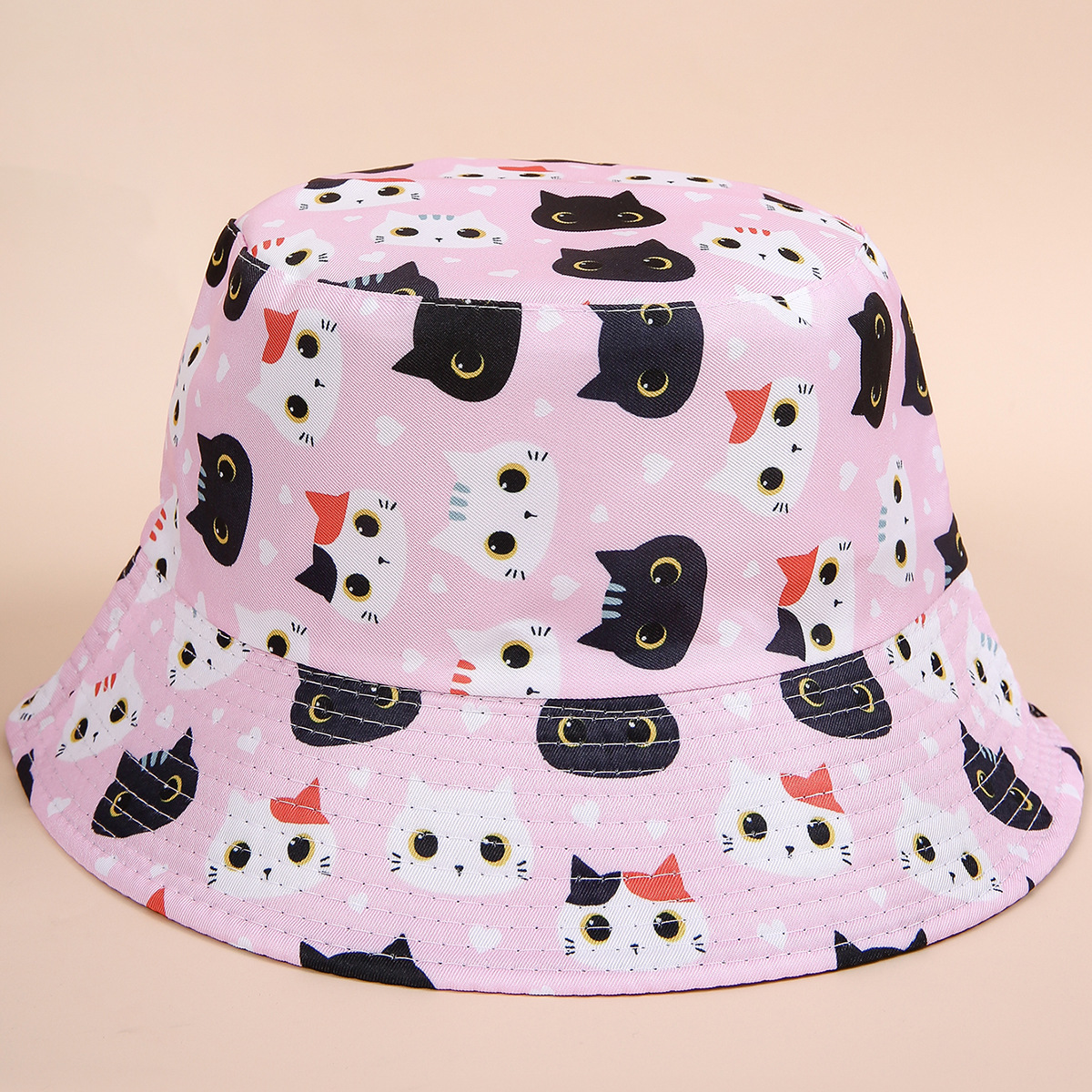 Personalizada de dibujos animados de impresión animal gatito pescador sombrero de los hombres y las mujeres de moda de la calle verano a prueba de sol sombrero de la cuenca