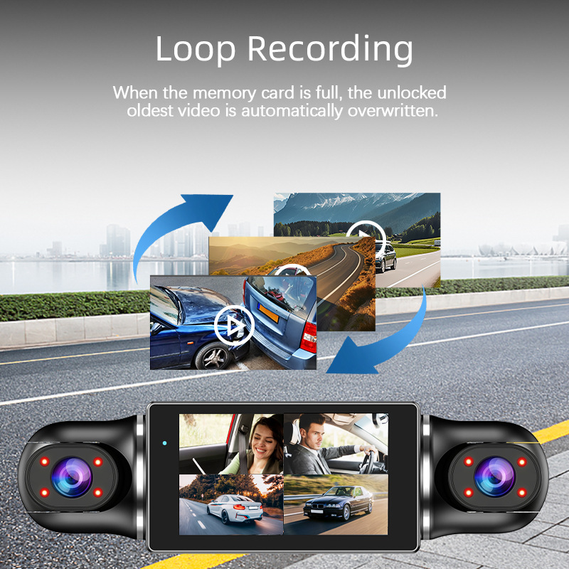 4-Channel HD 1080P Dash Cam with Phone Interconnect, 24H Parking Monitoring