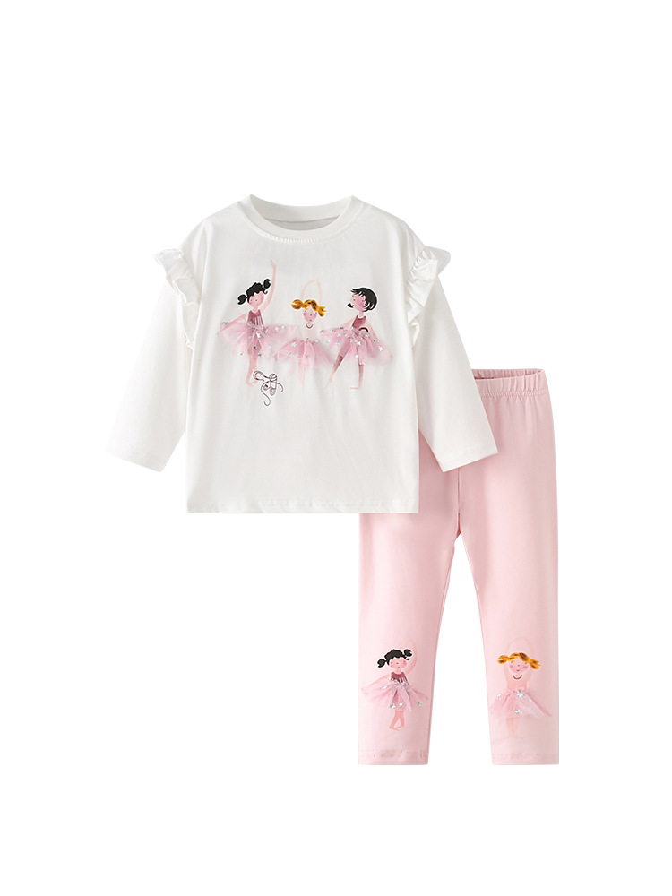 Malwee traje para niñas otoño e invierno nuevo estilo europeo y americano casual cuello redondo manga larga cintura elástica pantalones de dos piezas