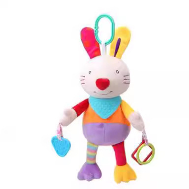 Cute multifunctional teether soothing doll puppy rabbit colorful jingle doll with noise paper baby toy