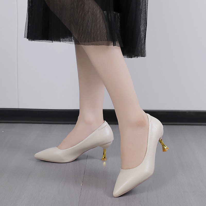 Nuevos zapatos de mujer de tacones delgados de punta clara de moda de color sólido, zapatos de estilo universal, zapatos de tacones altos de un solo pie image 3