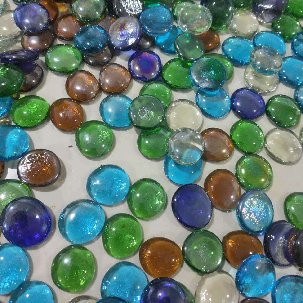 批发玻璃珠弹珠14mm16mm25mm扁珠12-14mm17-19mm颜色鲜艳品种多样