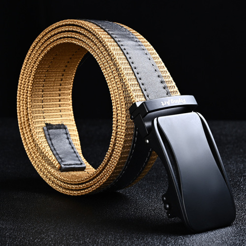New 3.5CM automatic buckle nylon belt men's business casual belt canvas thickened alloy cross-border belt