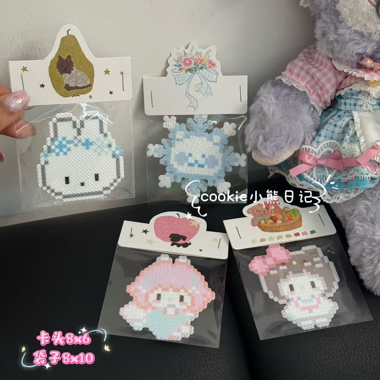 卡通8x10平口袋可爱卡通卡头对折发夹发绳装饰品纸卡批发