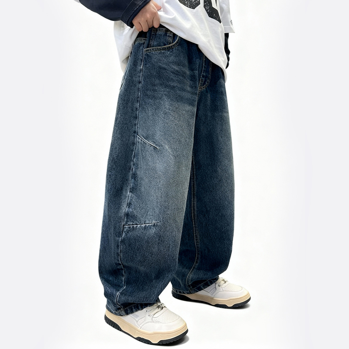 Pantalones vaqueros holgados de pierna ancha y corte recto para niños, estilo primavera-otoño, tallas medianas y grandes, ropa infantil para niños pequeños (3-7 años)._voghion.com