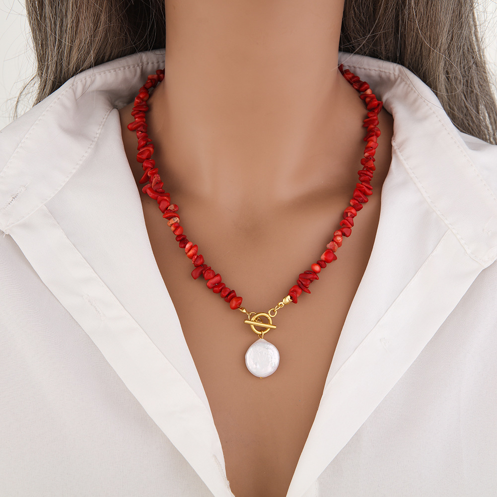 40g Weight Freshwater Pearl Pendant Material Pendant Necklace Classification 1 Piece Quantity Holiday, Daily Occasion Freshwater Pearl Material Irregular Pattern Women's Gender Toggle, Beaded Design Casual Style Casual Irregular Freshwater Pearl Gravel Pendant Necklace In Bulk 2