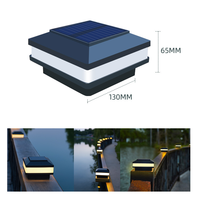 Lámpara solar de columna para exteriores, impermeable, pequeña, cuadrada, para cercas de parques, villas y patios, de bajo consumo.