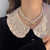 Fashionable necklace from pearl with bow, design universal chain for key bag , trend of season, simple and elegant design, wholesale