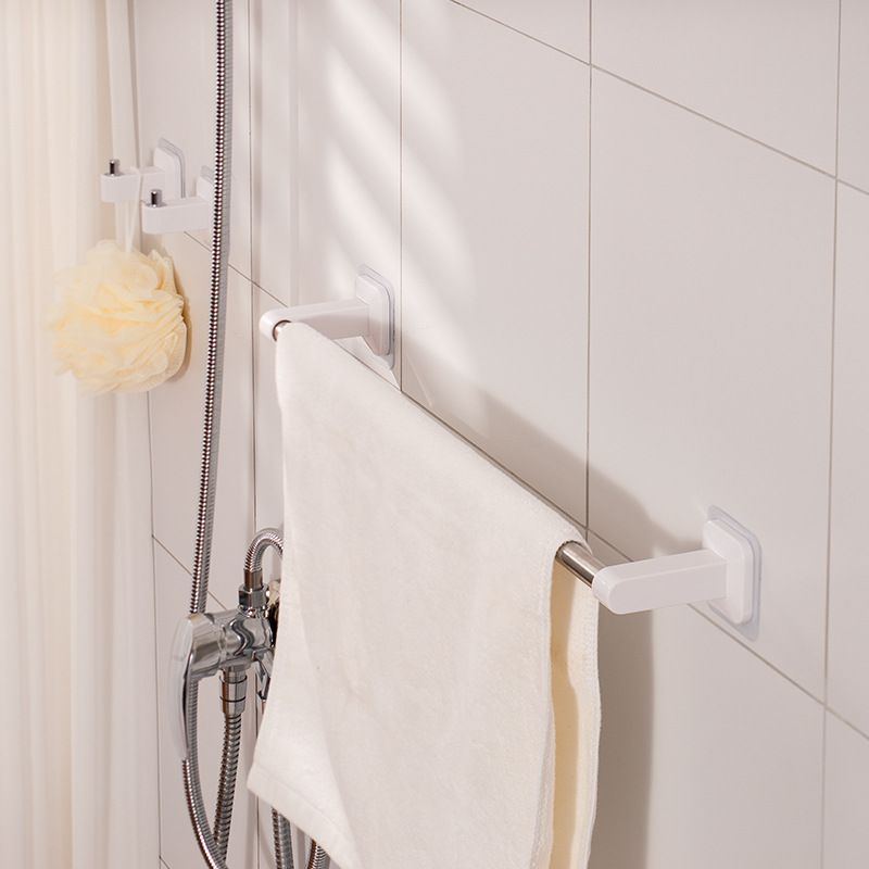 Towel rack stainless steel tube punch-free washbasin toilet bathroom cross-border hot selling single pole long tube bath towel hanger
