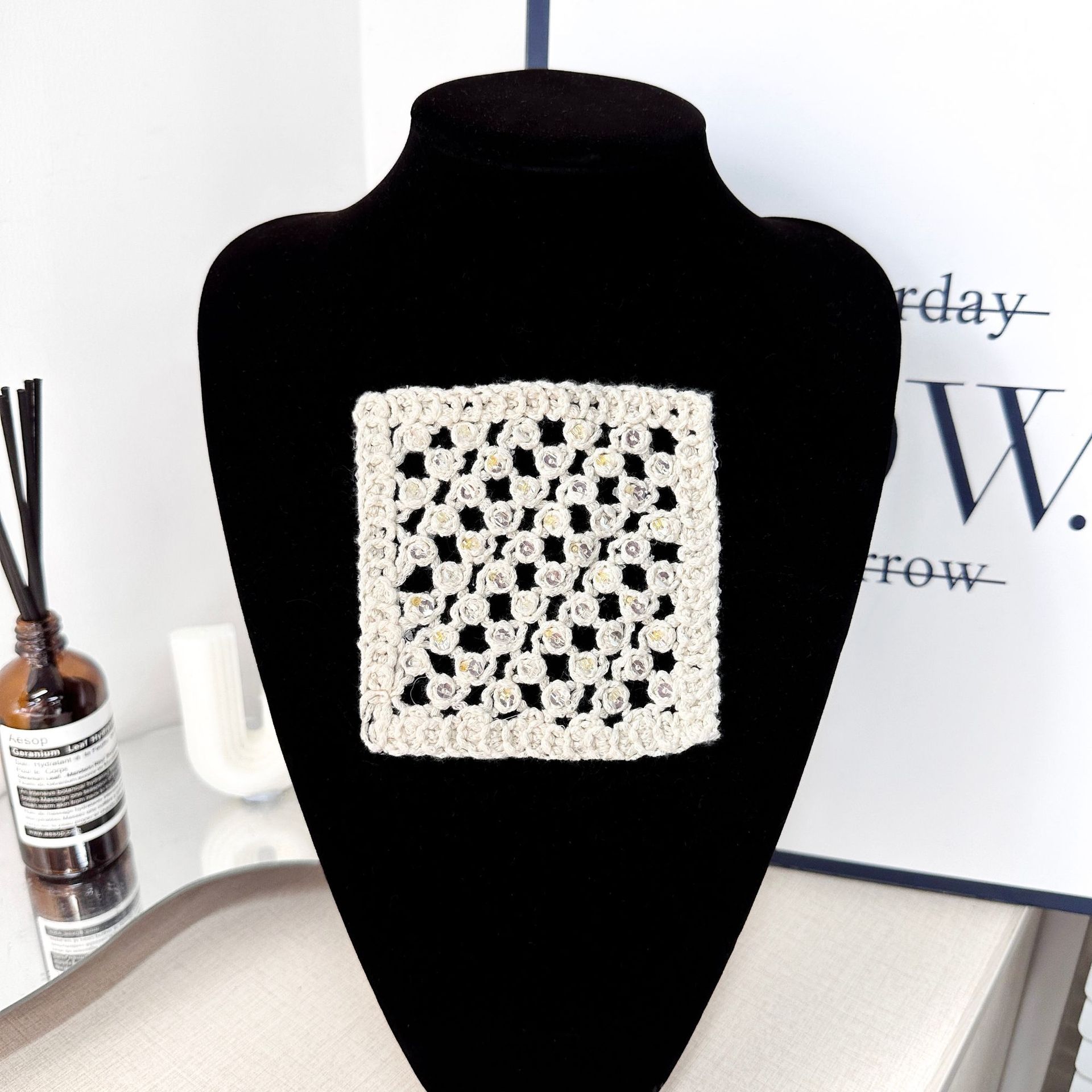 Crochet de alta calidad de encaje de sequilla flor de decoración parches de ropa vestidos bolsos accesorios de bolsillo mayorista