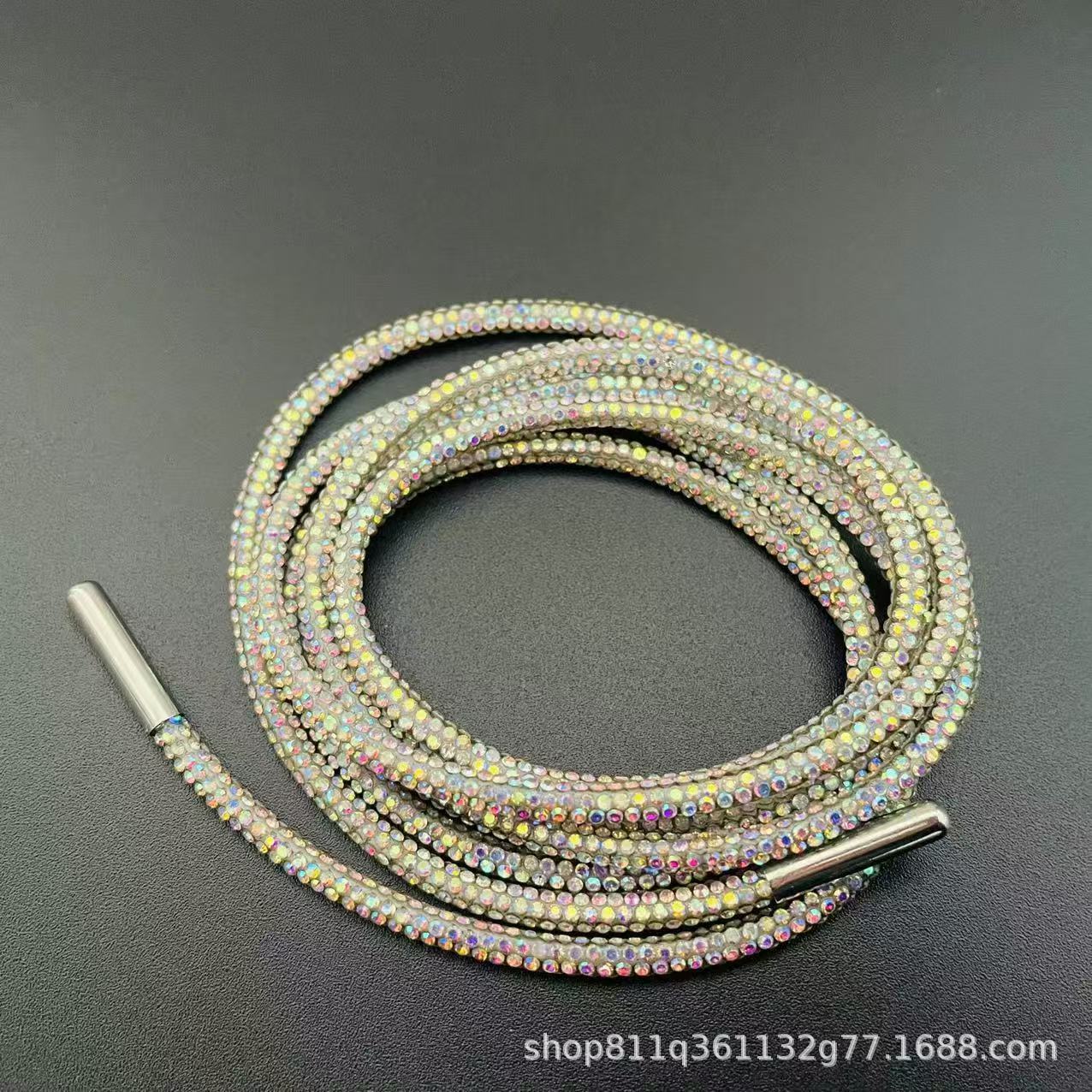 Cuerdas de diamante redondas de 4mm super brillante A-diamond blanco AB negro cuerda de dibujo DIY zapatos cordones chaqueta joyas