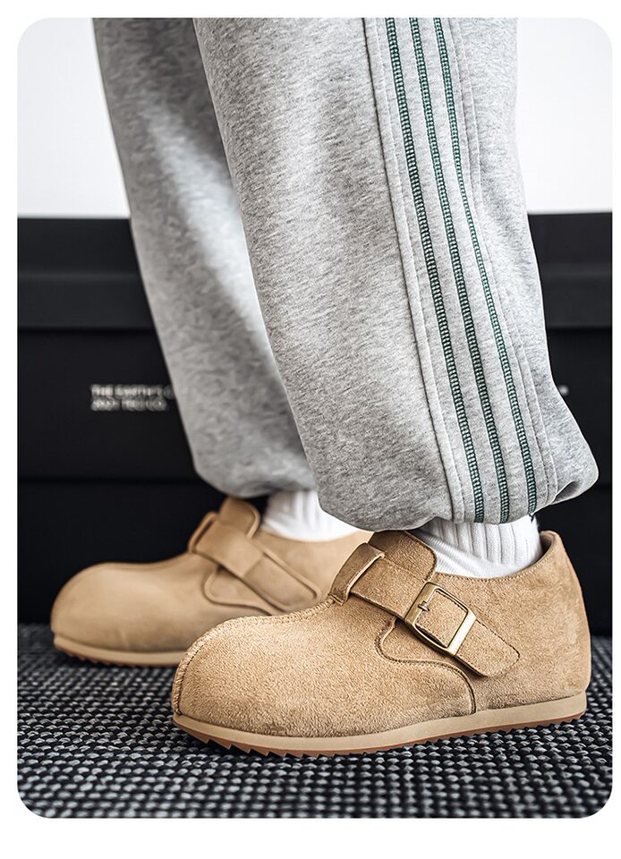 Giày lười nam mũi tròn phong cách retro, dễ xỏ, chống trượt, gót vừa 3-5 cm — 2873 màu kaki, 2873 màu vàng, 2873 màu đen chi tiết 14