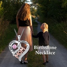 跨境S925银新品欧美wish亚马逊心形mom爱心妈妈项链镶钻字母吊坠