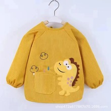 宝宝罩衣防水防脏卡通反穿衣儿童围兜男童女童婴儿秋冬水晶绒防护