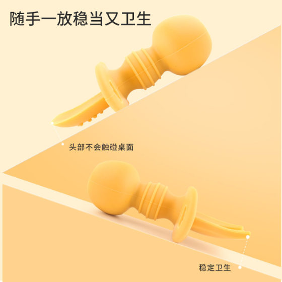 Free Shipping Cross-border Baby Short Handle Fork Spoon Supplementary Food Infant Training Spoon Children's Food Grade Silicone Fork Spoon