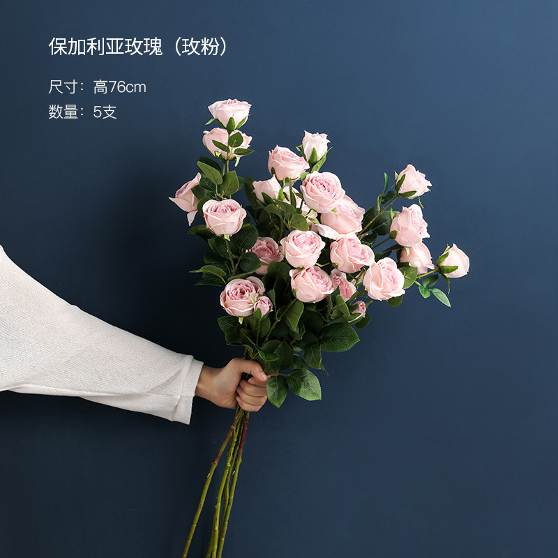 Nordic Style Single Rose Artificial Flower Silk Flower Wedding Home Picnic Decoration Artificial Flower Camping Decoration Photo Props