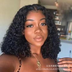 歐美跨境新款假髮女非洲短捲髮玉米燙爆炸頭高溫絲化纖小卷頭套式