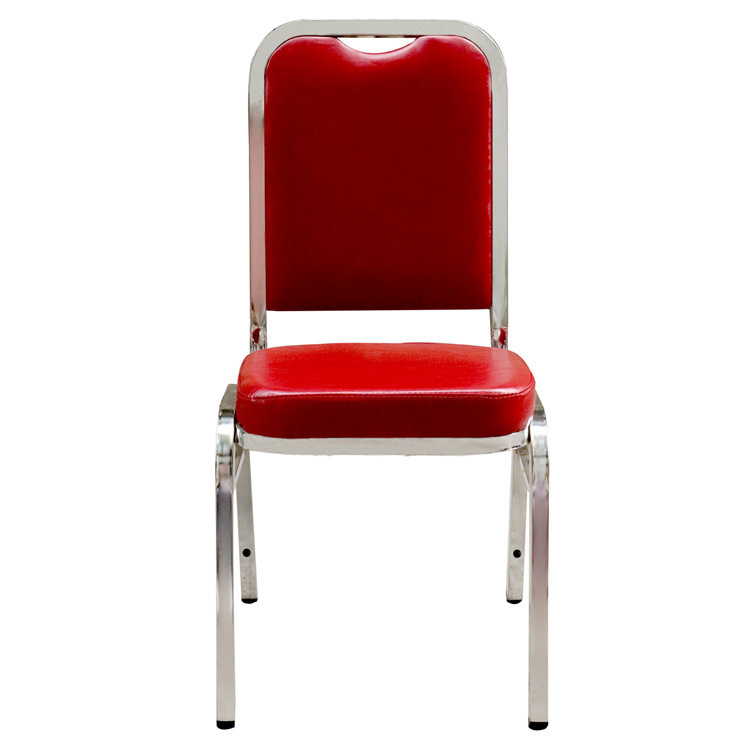 Foshan factory electroplating silver hotel restaurant table and chair conference chair dining chair iron pipe flat head banquet chair can be equipped with chair cover