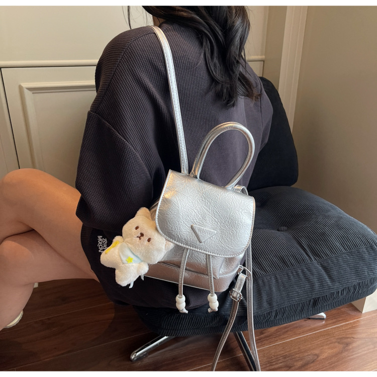 Stylish and sweet casual mini shopping and travel backpack 2025 New style, trendy and versatile solid color hand-held backpack undefined