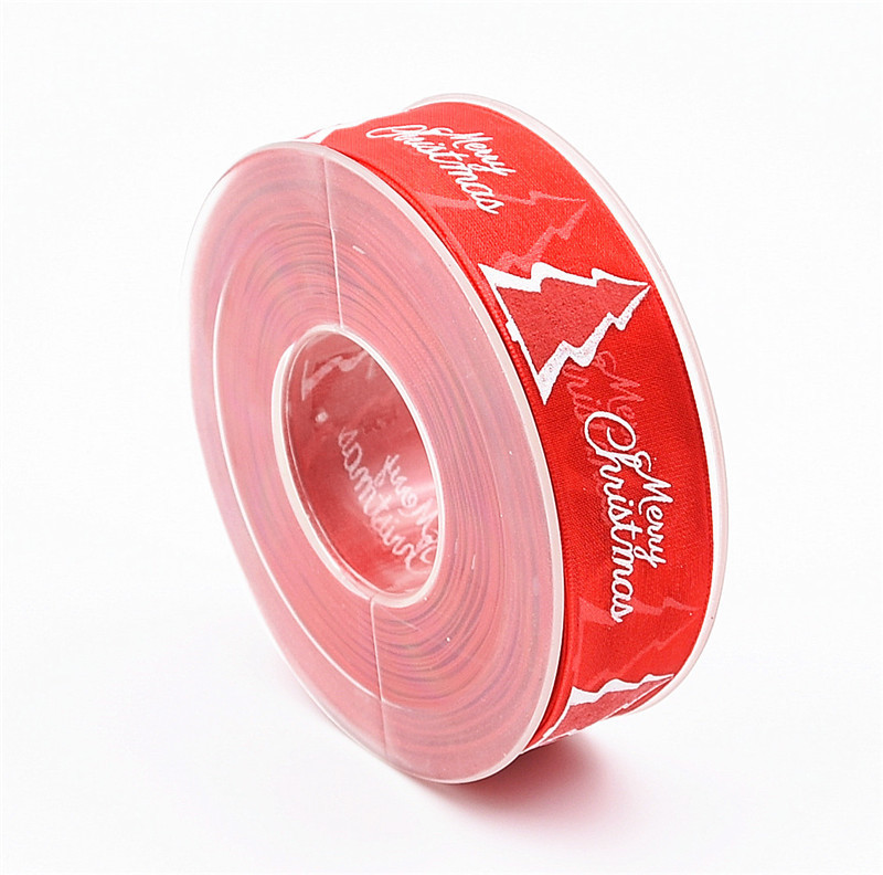 Inventario al por mayor impresión de navidad cinta de hilo de nieve de navidad embalaje de regalos de navidad decoración de árbol de navidad cinta