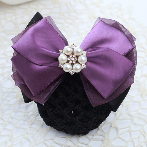 Professional hair flower wholesale Korean style hair net pocket pearl hair accessories bank stewardess nurse hair accessories hotel work hairpins