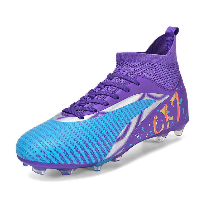 2025 zapatos de fútbol nuevo anti-deslizante para hombres y mujeres clavos largos césped transfronterizo fábrica juvenil venta directa de un cabello