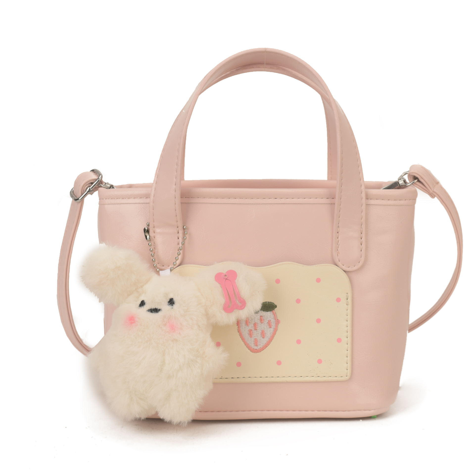Bonita cesta de fresa pequeña bolsa de dibujos animados perros colgantes bolsas de hombro para hombres y mujeres nuevos accesorios para niños bolsas de moda coreana