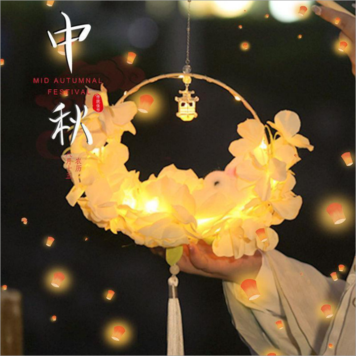 中秋節の新作蝶型花灯、お祭りの雰囲気を演出する光る手持ち写真撮影用アクセサリー、屋台卸売、国潮ランタン|undefined