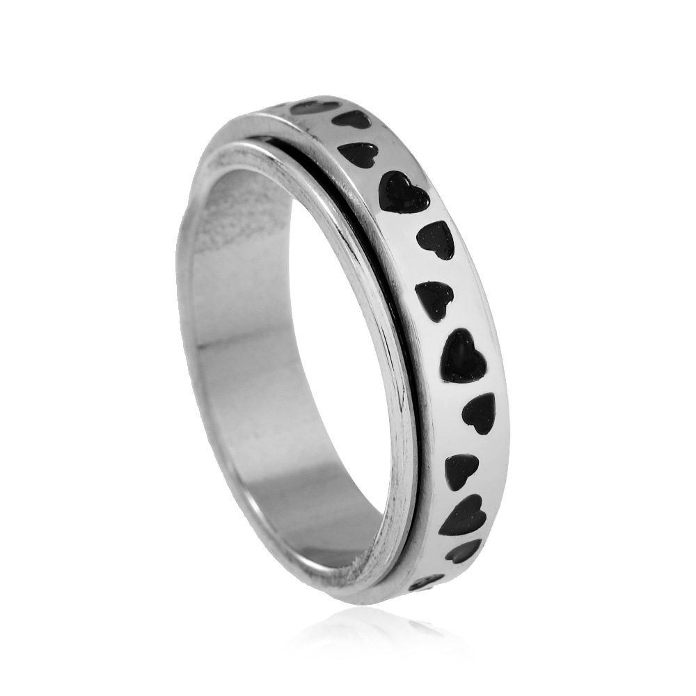 Comercio exterior suministro anillo de acero inoxidable personalidad moda melocotón corazón amor giratorio anillo de descompresión joyería de acero inoxidable