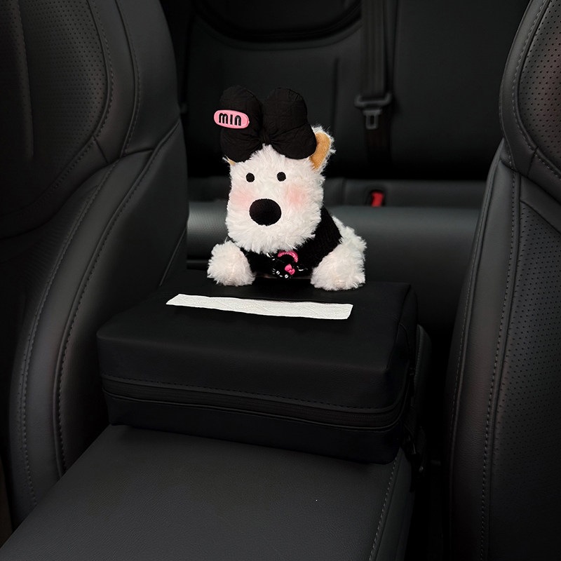 2026 New West Highland Car Armrest Box Tissue Holder, In-car Tissue Box, Seat-mounted Tissue Bag, Therapeutic Style