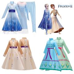 跨境歐美外貿禮服冰雪奇緣2新款 艾莎公主裙女童聖誕節表演服