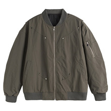 美式复古飞行员夹克外套男潮牌新款高街设计感宽松痞帅工装棒球服