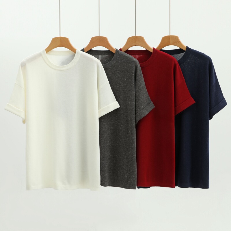 ROW 極細リネン テンセル エアレイヤー 半袖 シンプル おしゃれ シワ防止 Tシャツ 夏 ラウンドネック レトロ 半袖|undefined