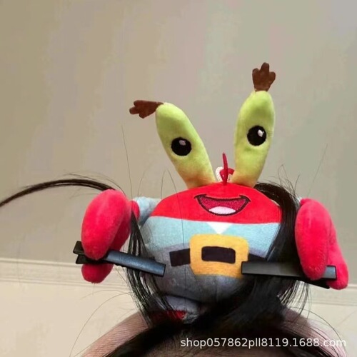 Xiaohongshu style ugly doll hairband, plush cartoon dopamine crazy kid headband, hair-pulling crab boss hair clip