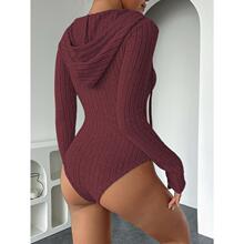 Z 71657 Knitted Hooded Solid Color Jumpsuit ��֯��ñ������