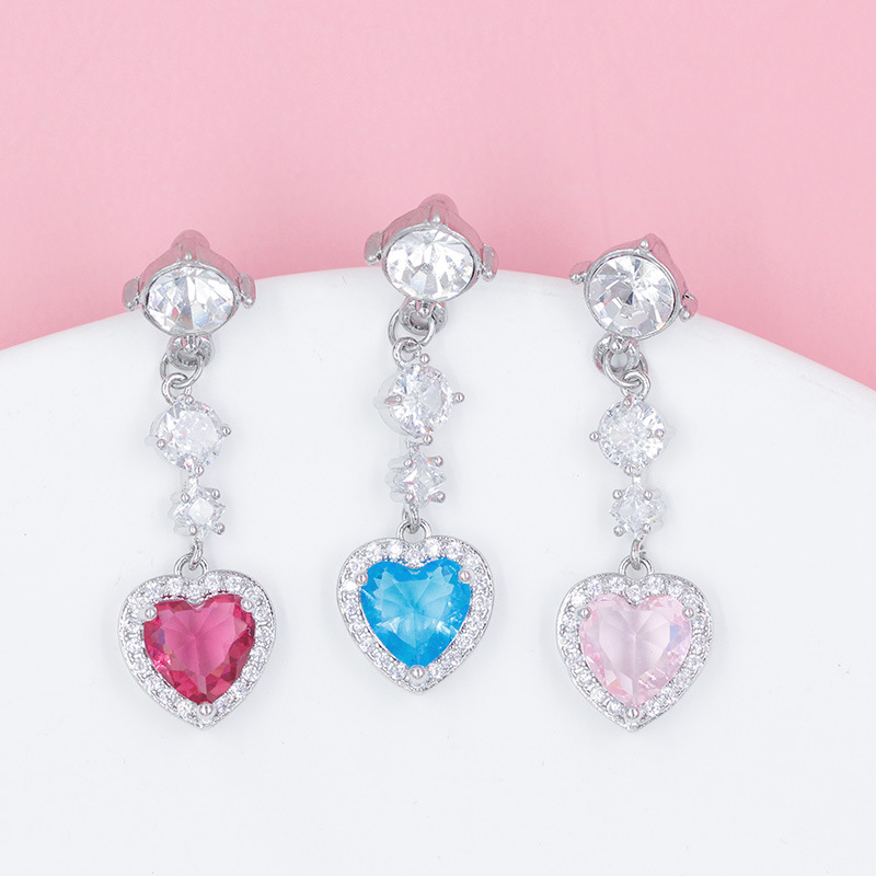 Heart-shaped Diamond Belly Button Ring Navel Piercing Jewellery_voghion.com