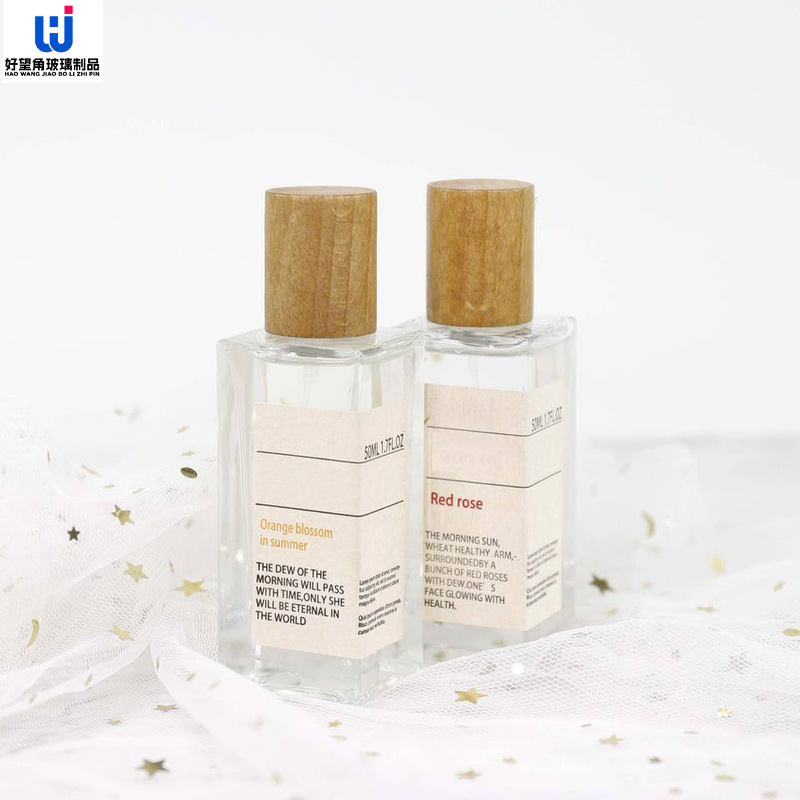 现货批发玻璃卡口香水分装瓶按压细喷雾木盖香水瓶大容量香水空瓶