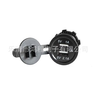Car Round Voltmeter + Dual USB Single Light 3.1A Two-Hole Panel Combination Cigarette Lighter Socket for Model 24