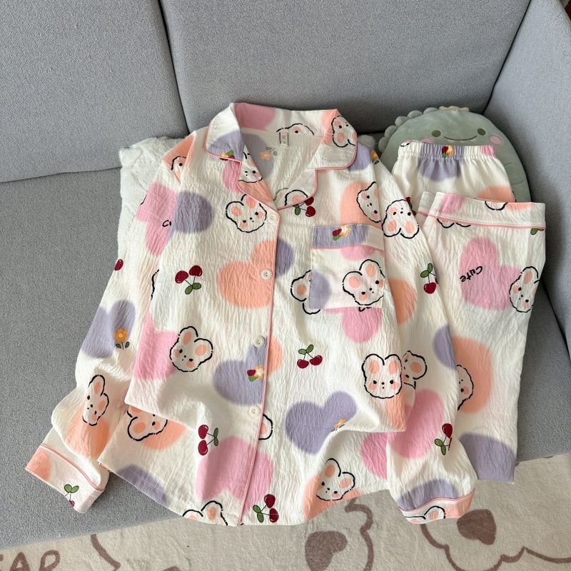 Al por mayor transfronterizo primavera y otoño dulce dibujos animados nubes de algodón pantalones de manga larga pijamas de niñas vestidos de hogar